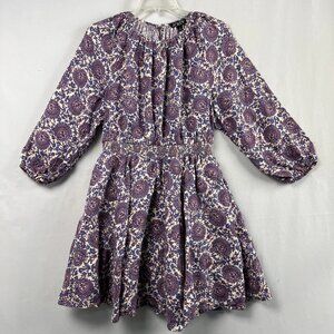 J Crew Dress Womens Medium Floral Bouquet Print Linen Peasant Fit Flare Boho